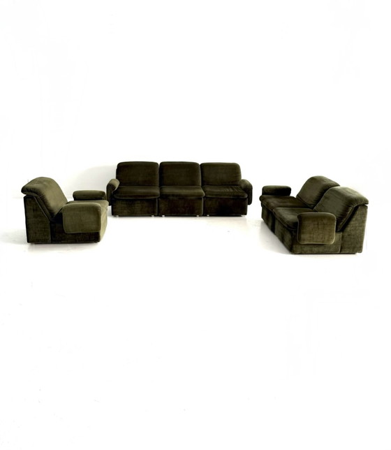 Divano modulare vintage a 6 pezzi in velluto, Italia '80 – Divani modulari, Wood, Plastic (photo 5 of 15)