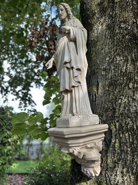 Große antike Herz-Jesu-Statue aus Gips – 105 cm – Bildhauerei, Other (photo 15 of 15)