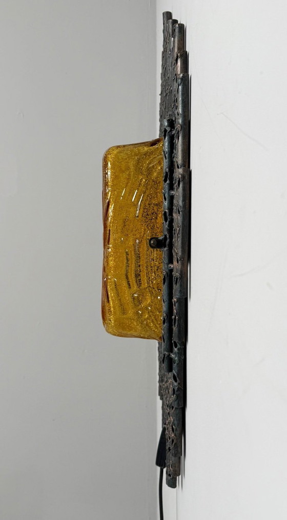 Image 1 of Brutalistische Wandleuchte/Wandlampe Marcello Fantoni, Italien, 1970er Jahre