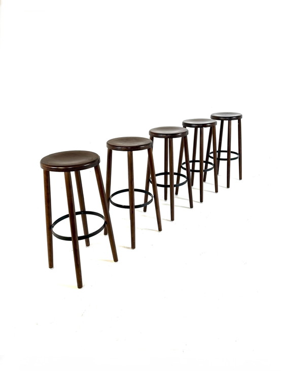 Image 1 of 5x vintage Brutalist bar stools '70