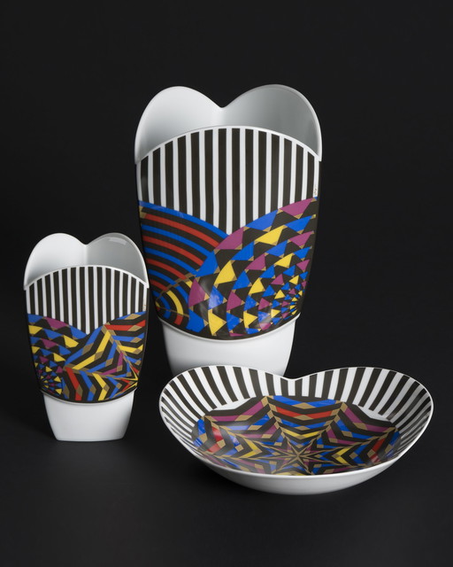 Rosenthal Design Vase Duo & Bol Assiette Jane Osborn Smith 80s Vintage Memphis Era