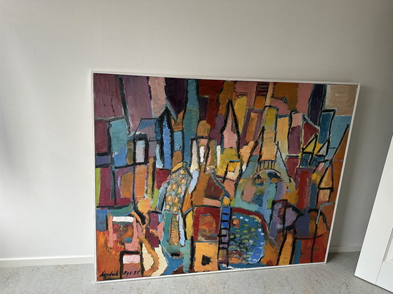 Image 1 of Modern Groot Olieverf Schilderij door Hendrik Nijs 1996
