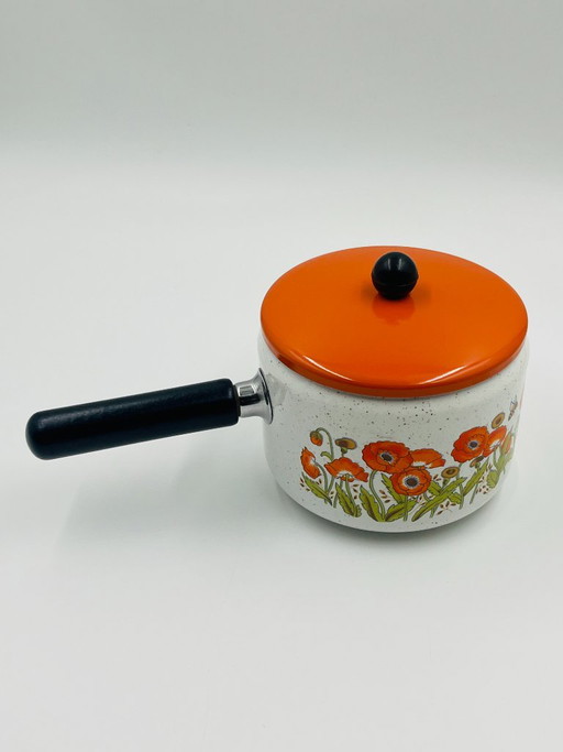 Enamelled Casserole "Orange Poppy" Sanko Ware