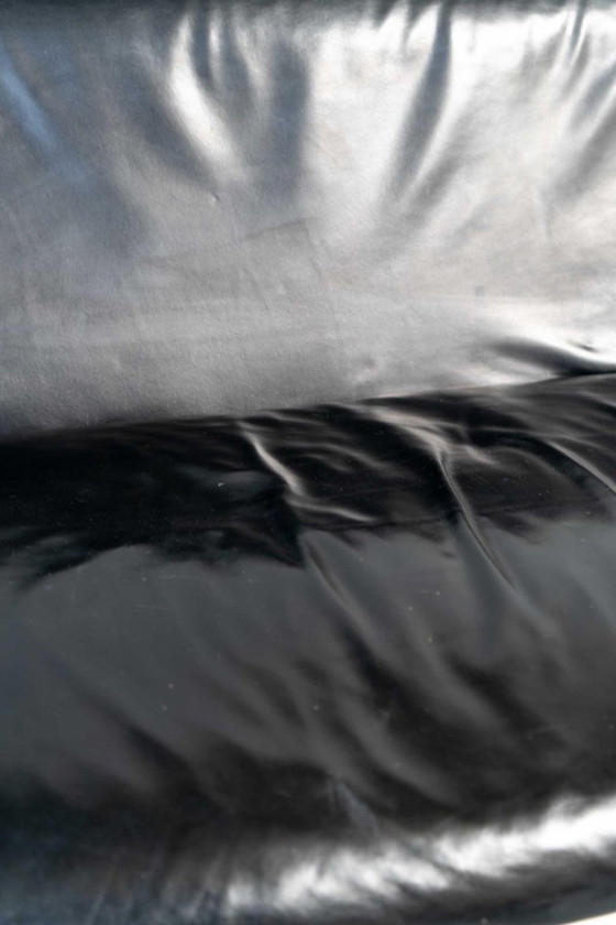 Image 1 of Black vintage leather sofa from the 1960s