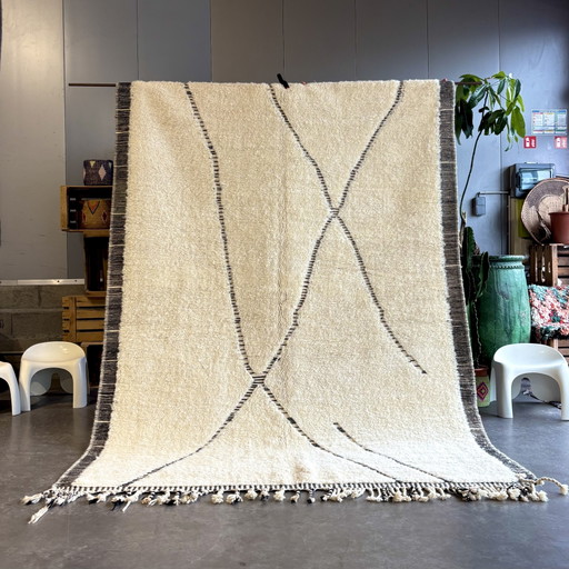 Berber Modern Weißer Wollteppich