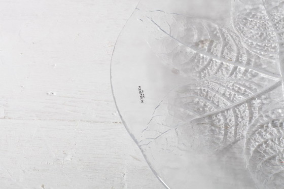 Image 1 of Kosta Boda Glass Clear Platter: Vintage Leaf Design by Wärff / 1975