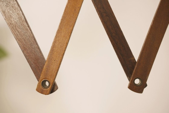 Image 1 of Wandlamp in schaarvorm uit het midden van de 20e eeuw, Scandinavische accordeonlamp, verstelbare houten wandlamp met stekker.