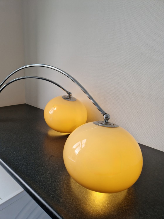 Image 1 of Vintage Dijkstra dubbel arc mushroom wandlamp chroom
