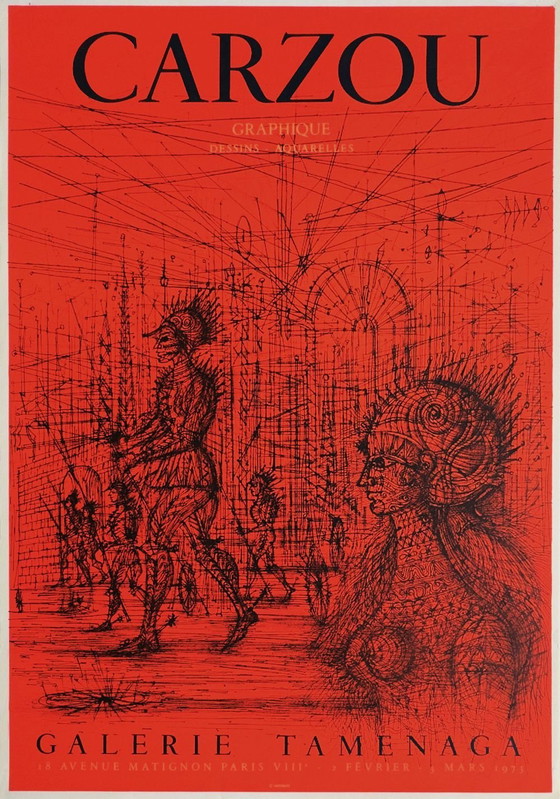 Image 1 of Jean CARZOU Expo 73 - Galerie Taménaga originele poster 1973