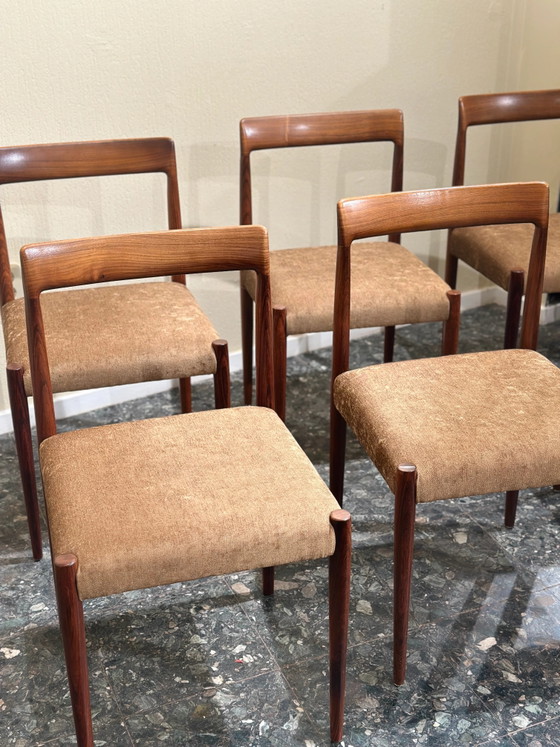 Set van 8 Lübke eetkamerstoelen van palissanderhout, Duitsland, jaren 60. – Velvet, Mid Century Modern (photo 6 of 8)