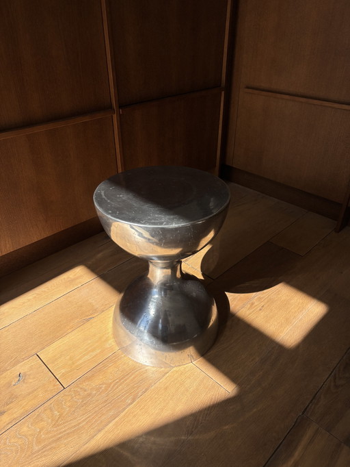 Vintage Stainless steel side table / stool. Arthur court 