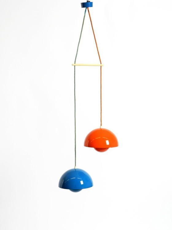 Image 1 of Original enamelled double shade Flower Pot pendant lamp by Verner Panton for Louis Poulsen Denmark
