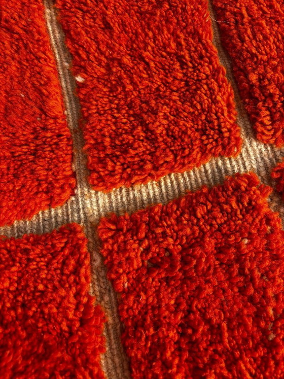 Image 1 of Handmade Moroccan Mrirt Rug – Burnt Orange Wool Rug 200x300 cm – Modern Textured Carpet – Bold Abstract Design – Large Living Ro