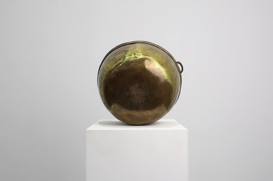 Image 1 of Gran tetera de cobre francesa de granja del siglo XIX con asa de hierro