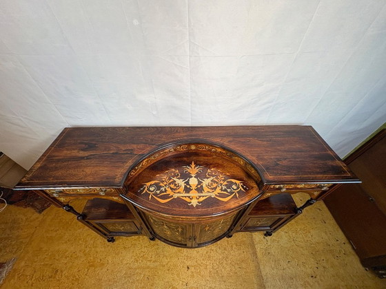 Image 1 of Antique English Sheraton Revival Rosewood Inlaid Server / Buffet – Late 19th Century
