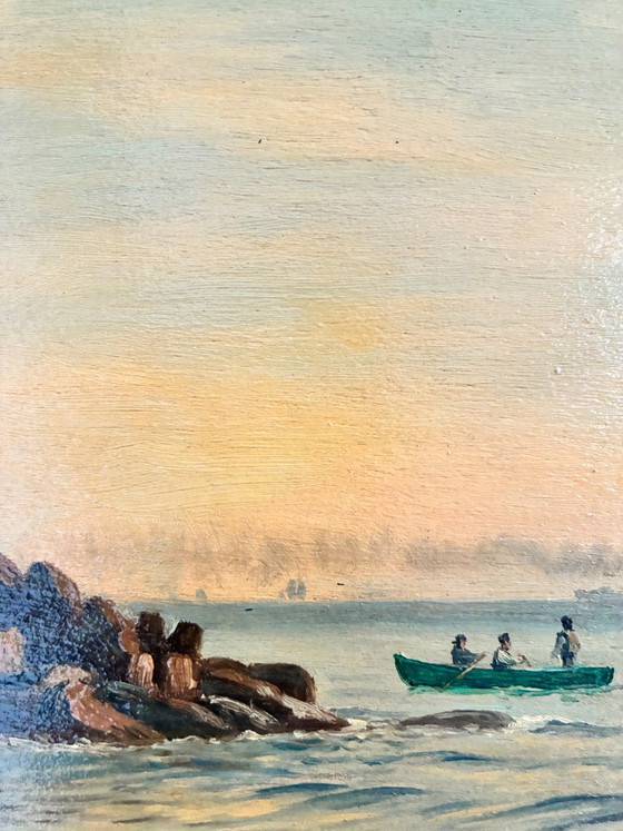 Antique Signed Sailing Ship Seascape Oil Painting – Paintings & Drawings, Wood (photo 12 of 26)