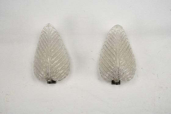 Image 1 of Coppia di lampade da parete di Ercole Barovier in vetro di Murano Rugiadoso, Italia 1950