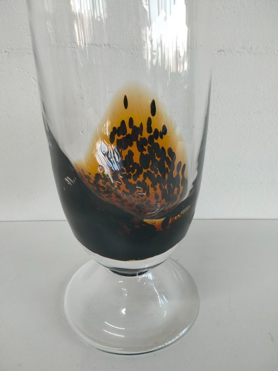 Image 1 of Jarrón alto de cristal para suelo/jarrón de pie de cristal moteado (hecho a mano)