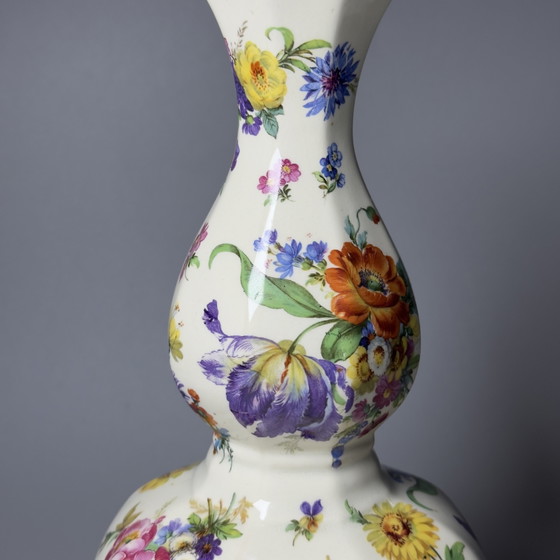 Image 1 of Boch Frères Keramis “Fleurs de Saxe” Keralux Art Deco Vase