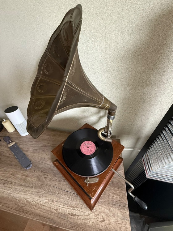 Grammofoonplaat (Niet Werkend) – His Master's Voice, Decoratieve objecten, Metal, Wood (photo 5 of 6)