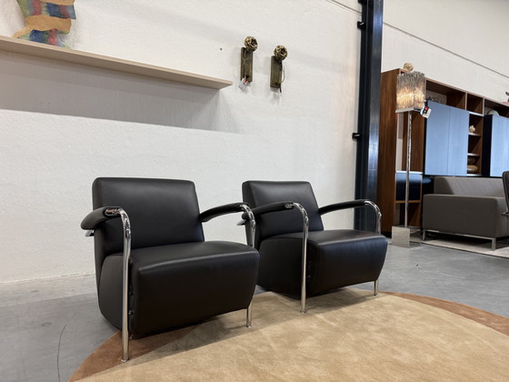 Image 1 of 2 poltrone Leolux Scylla in pelle nera