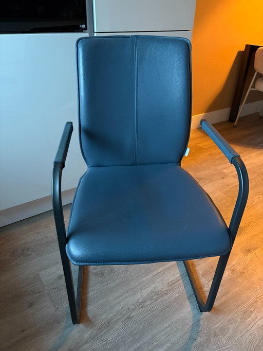 Bert Plantagie - 4 leather chairs 'Tara' - blue