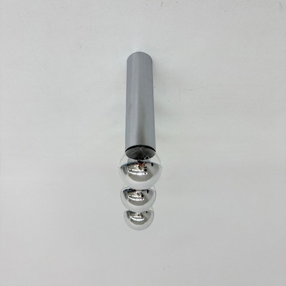 Image 1 of Set di 3 lampade da soffitto/parete minimaliste con tubo cromato, anni '70