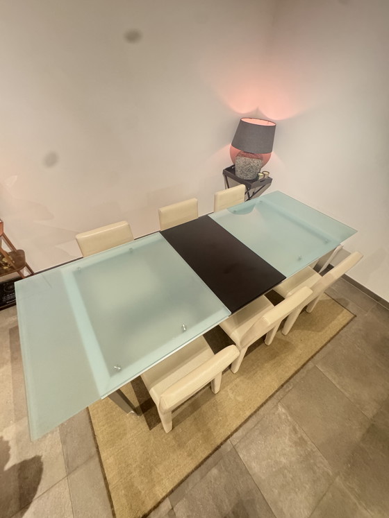 Image 1 of B&B Italia extendable designer dining table, Paolo Piva, glass