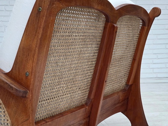 Image 1 of Anni '70, divano danese a 2 posti di Klaus Wettergren, tessuto di cotone, rete per mobili, legno di teak.