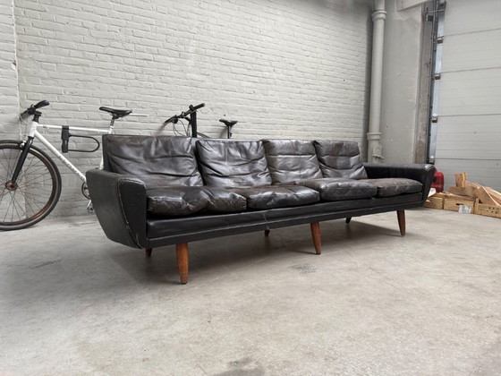 Vintage Zwart Leren Georg Thams Vierzits Design Bank – Vejen Pølstermøbelfabrik, 3-5 zitsbanken, Leather (photo 3 of 8)
