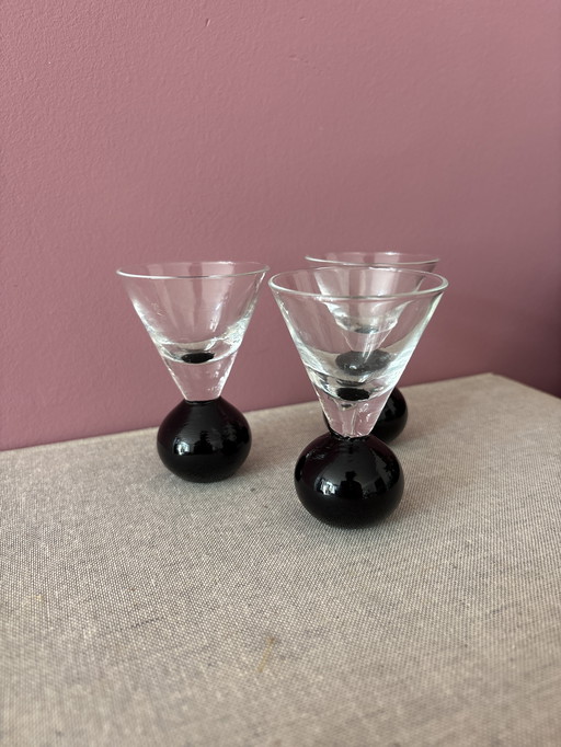 Art deco globe glasses 3x shot glasses