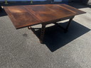 Solid oak extendable table, turned legs, 19th century