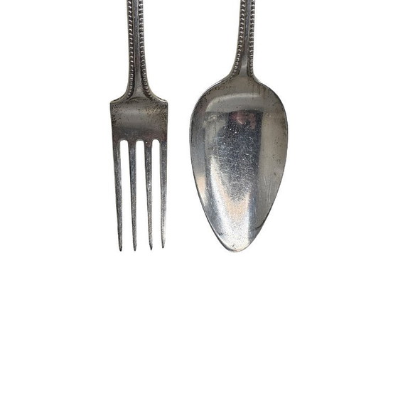 Image 1 of Antiek zilveren vork en lepel van Kempen, begin 1900