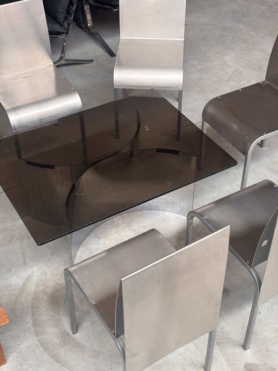 Image 1 of 1970s-1980s Chrome and smoked glass coffee table