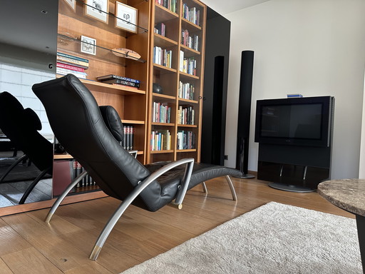 Rolf Benz 2600 Lederen Lounger Zwart