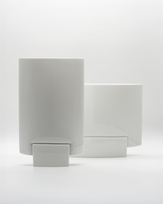 Image 1 of Vintage Rosenthal Porcelain XL Vase Duo Michael Boehm DEBUT 1980s Elegance Chic