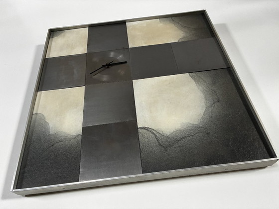 Image 1 of Horloge Murale XL • Otto Louis • Métal/Pierre/Bois • 50 cm x 50 cm • 1975 