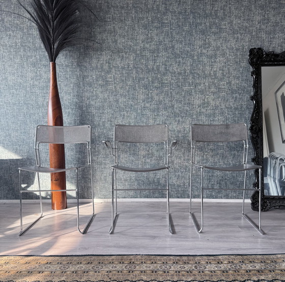 Image 1 of Juego de 3 sillas apilables cromadas "Sultana" de Arrben International, ca 80s