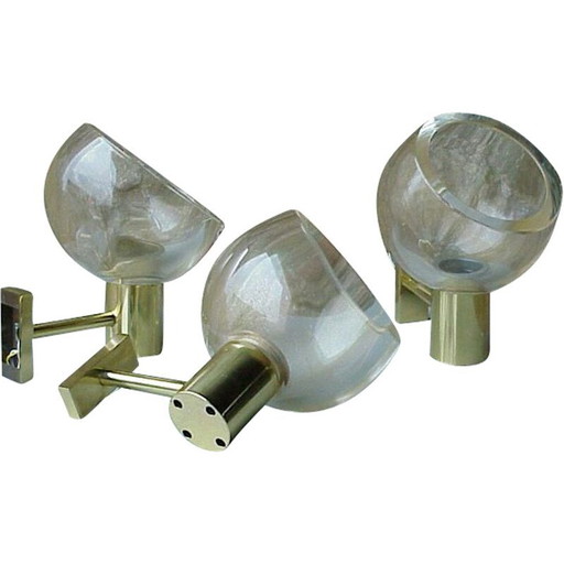 Conjunto vintage de 3 lámparas de pared con inclusión de oro Seguso Flavio Poli Italia 1960
