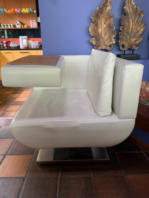 Design Jori Chillap Armchair Of White Konia Leather