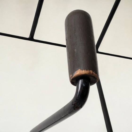 Image 1 of Karl Fichtel vintage black metal wall coat rack | minimalist coat rack with hooks, string coat rack ca.1950