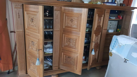 Image 1 of Solid oak buffet cabinet