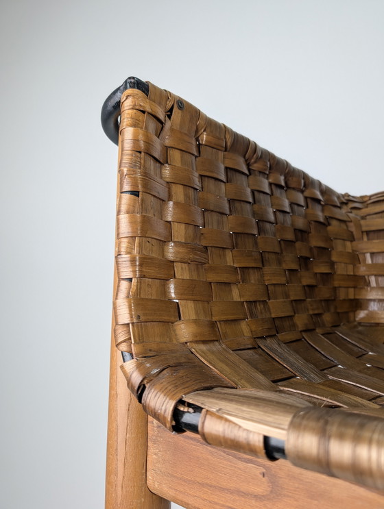 Image 1 of Silla Artesana de Castaño Tejido de Longinos, Premio Nacional de Artesanía, España años 80