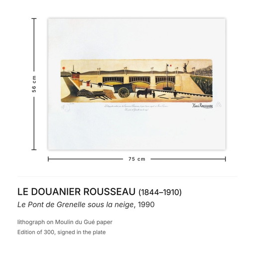 L'ufficiale doganale Rousseau, Il ponte Grenelle sotto la neve, litografia, 1990