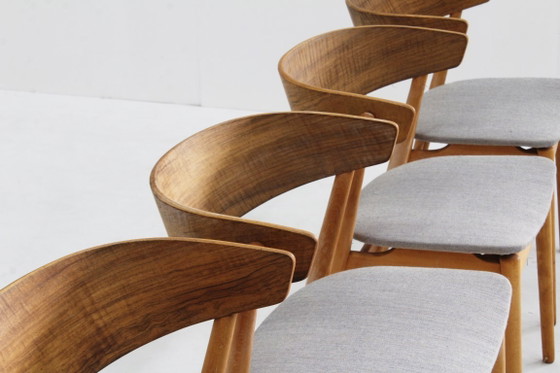 Image 1 of Vintage Deense eetkamerstoelen model 7 Helge Sibast set van 4