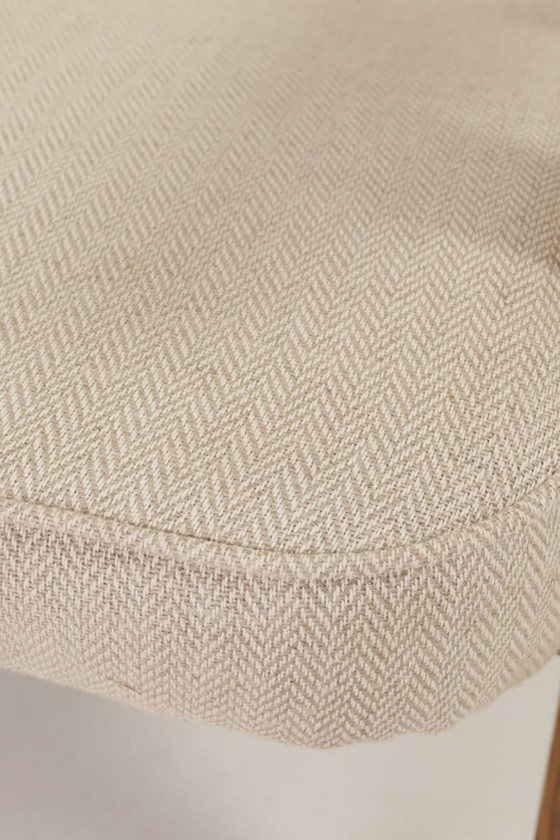 Image 1 of Vintage Loungestoel Visgraat Ecru, Eiken Natuurlijk Hout Scandinavisch Ontwerp