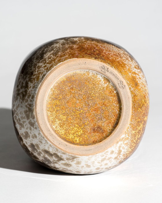 Image 1 of Richard Uhlemeyer Sculptural Studio Ceramic Vase – Rare Organic Form with Crystalline Metallic Glaze, Germany, 1970s