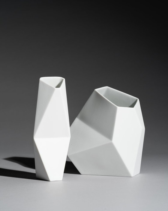 Image 1 of Rosenthal Bisque Porcelain Vase DUO by Achim Haigis Sculptural & Geometrical