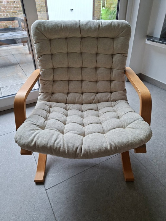 Poltrona lounge scandinava vintage + poggiapiedi anni 60/70 – Divani 2 posti, Textile, Wood (photo 11 of 22)