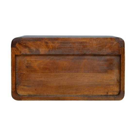 Image 1 of Table de chevet suspendue en bois de manguier avec 2 tiroirs – Finition châtaigne